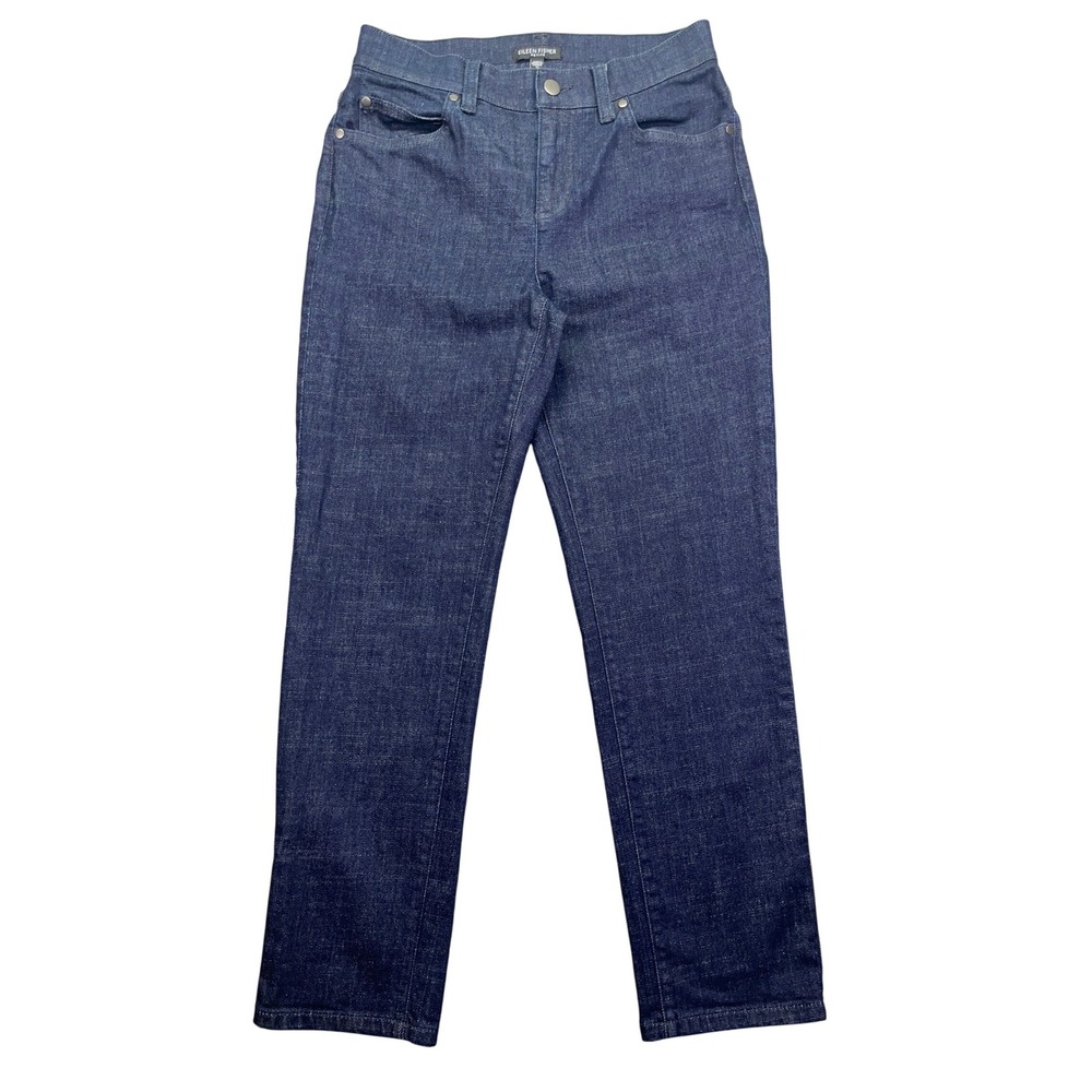 Eileen Fisher Petite Denim Jeans Dark Wash Organic Cotton‎ Blend Sz PP Fits 27"